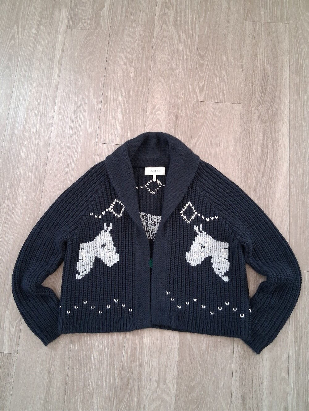 The Great Equestrian Lodge Cardigan In Navy - Picture 5 of 16